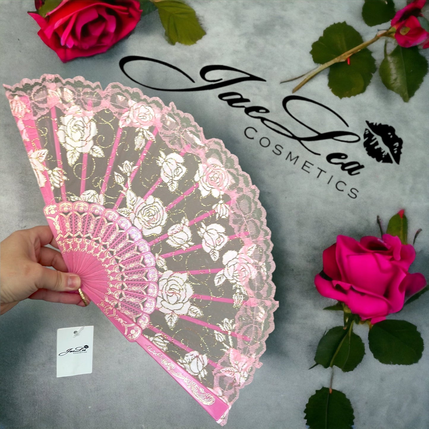 Rose embroidery lace fans