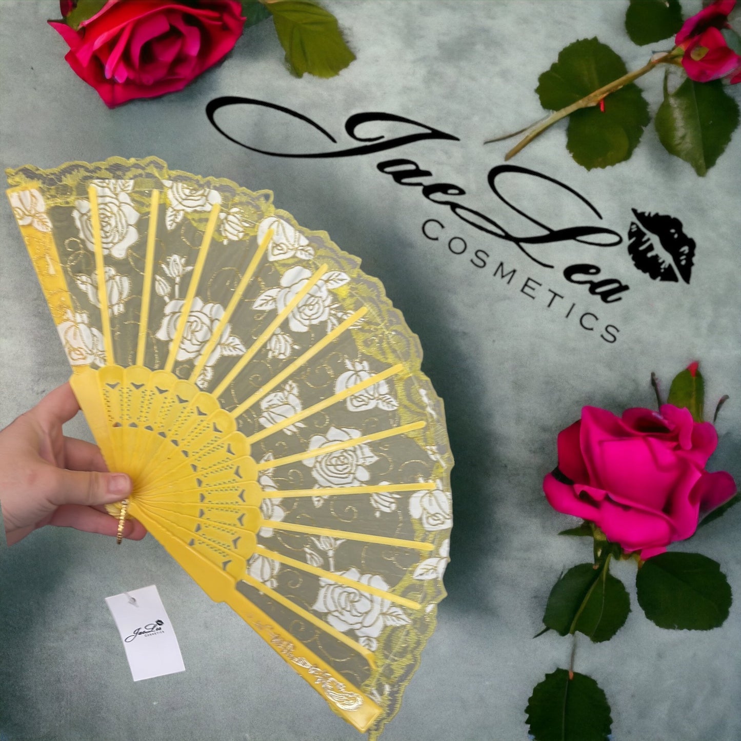 Rose embroidery lace fans