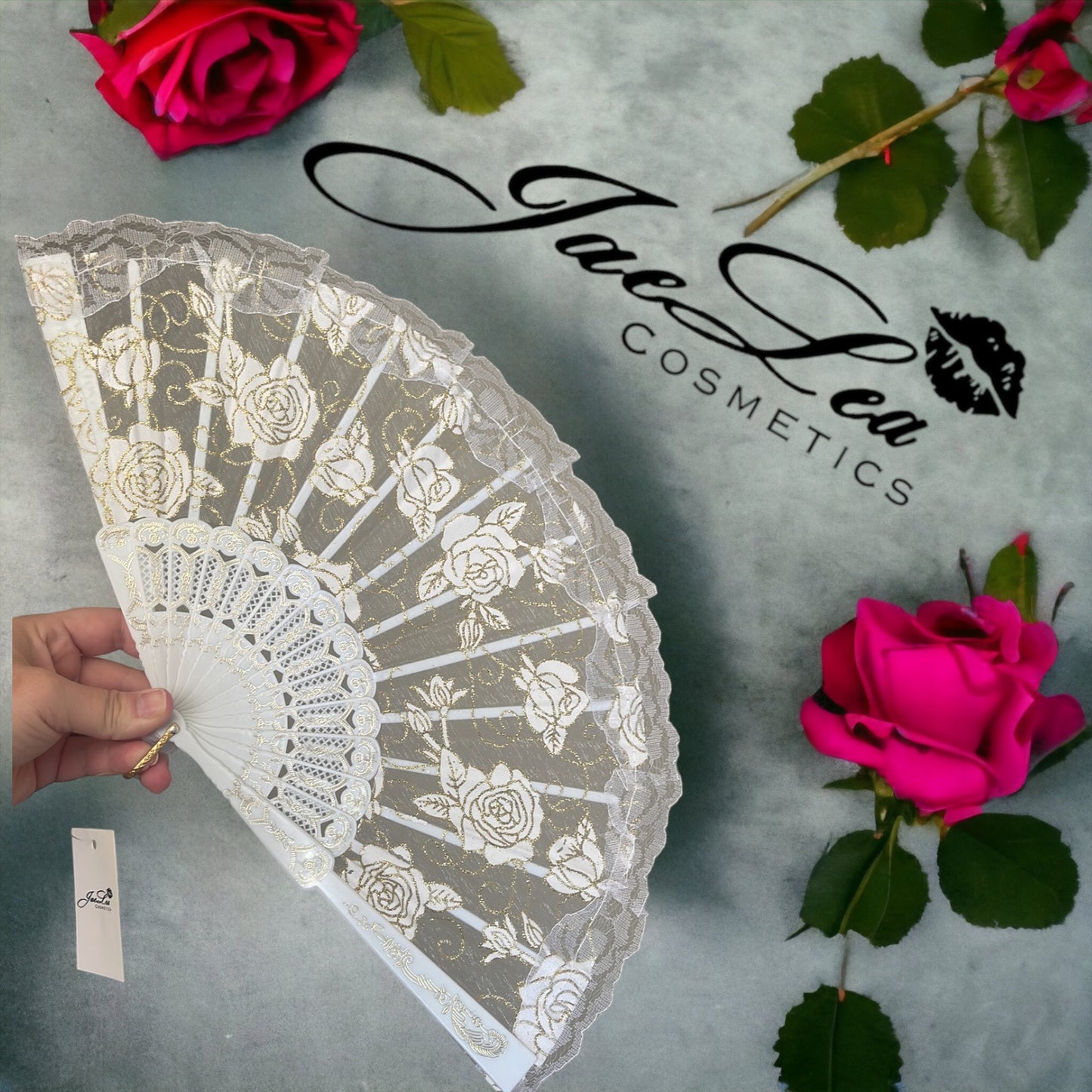 Rose embroidery lace fans