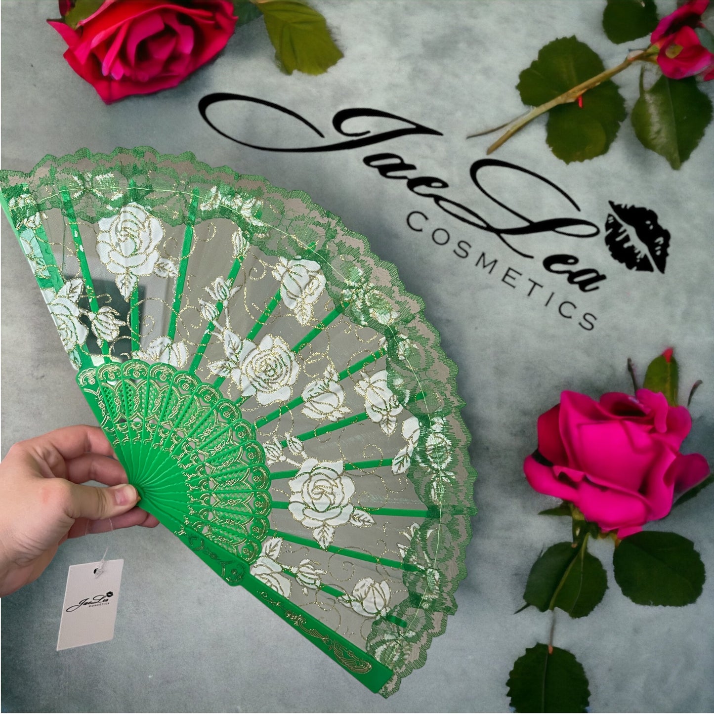 Rose embroidery lace fans
