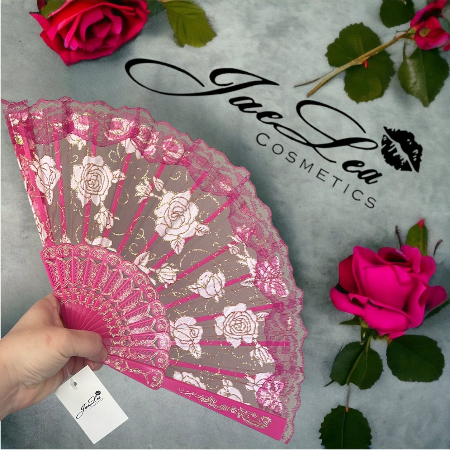 Rose embroidery lace fans