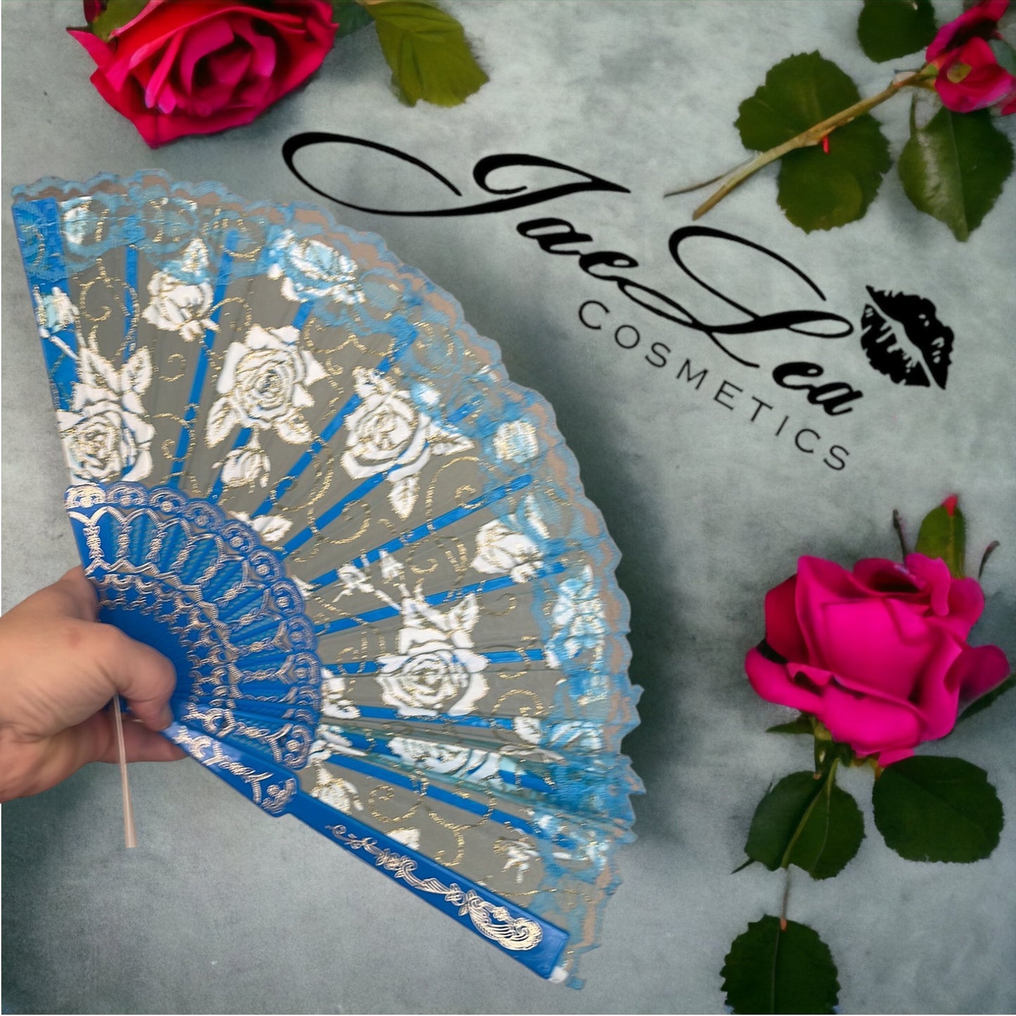 Rose embroidery lace fans