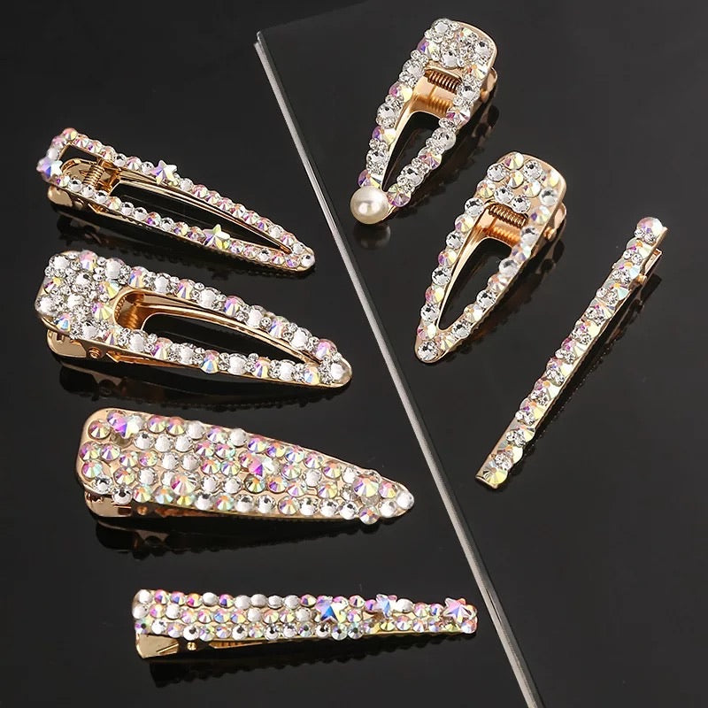(Bigger set ) Style 2 Set of two rhinestone bling hair clips