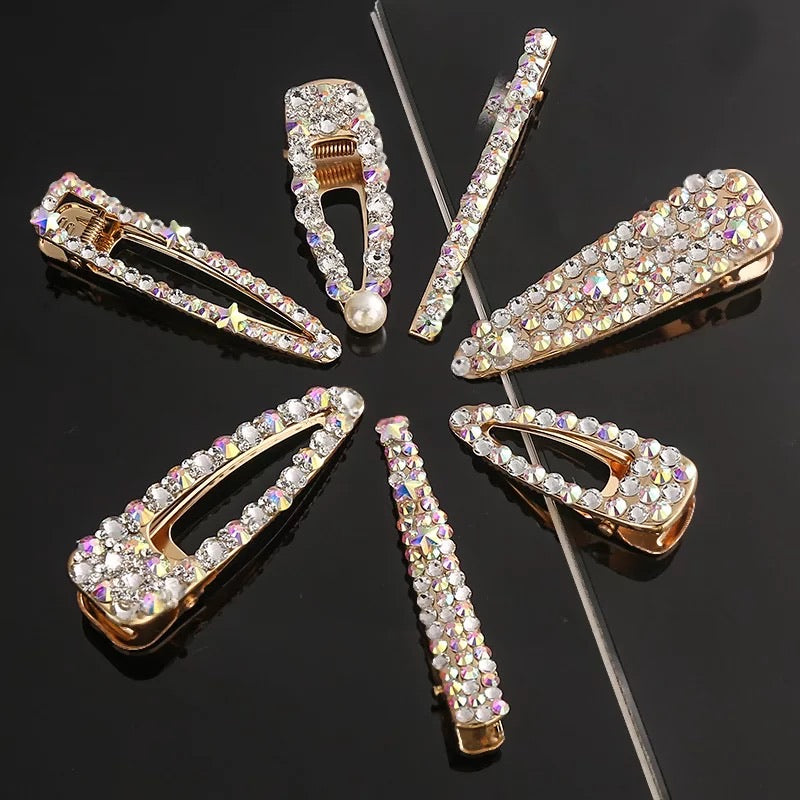 (Bigger set ) Style 2 Set of two rhinestone bling hair clips