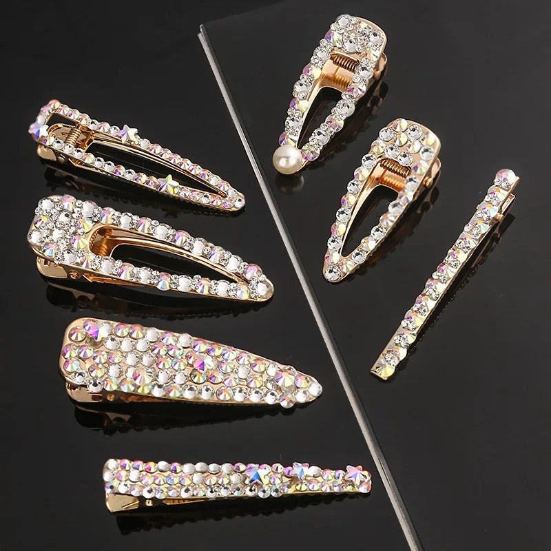 Style 6 set of two rhinestone bling hair clips