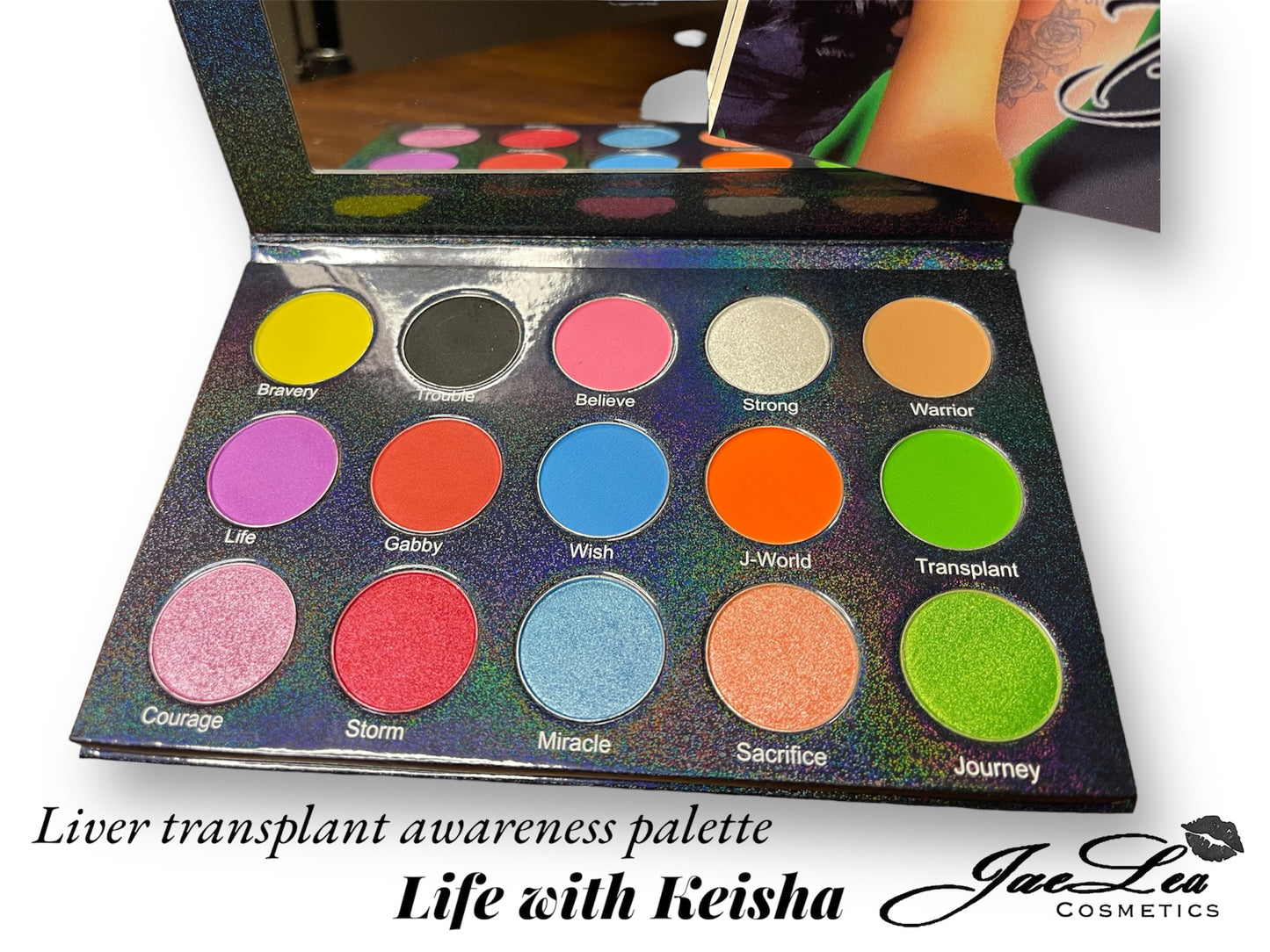 Keisha’s liver transplant awareness palette